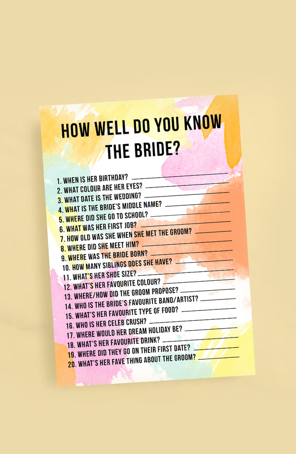 HOW WELL DO YOU KNOW THE BRIDE GAME