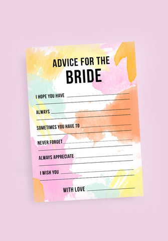 ADVICE FOR THE BRIDE GAME