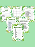 BRIDAL SHOWER / HEN / BACHELORETTE PARTY GREEN FOLIAGE THEMED GAMES PACK